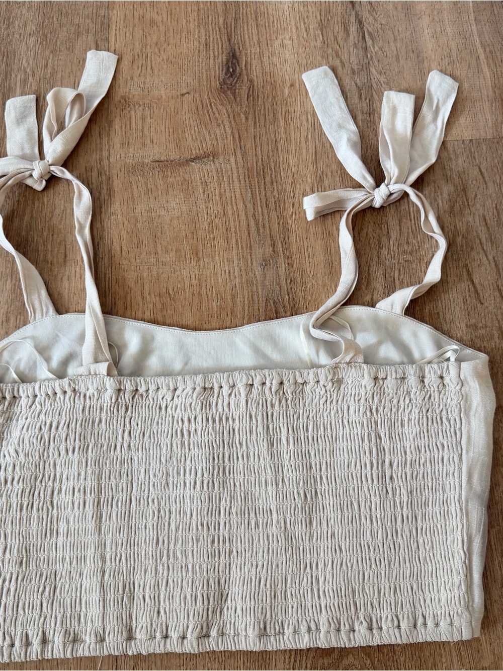 Embroidered Tie-Strap Crop Top in Cream with Blue & Peach Accents - Picture 2 of 5